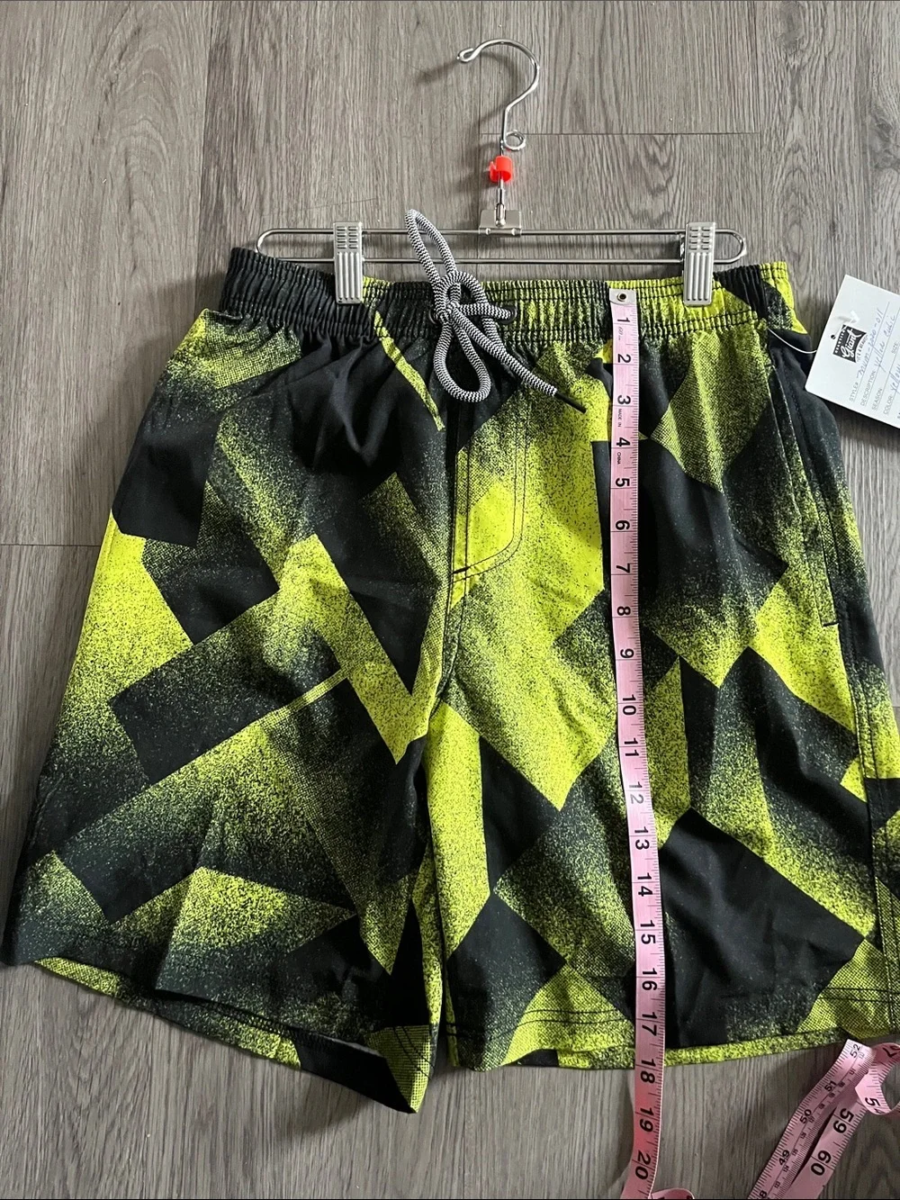 Neon Yellow & Black Geometric Athletic Shorts